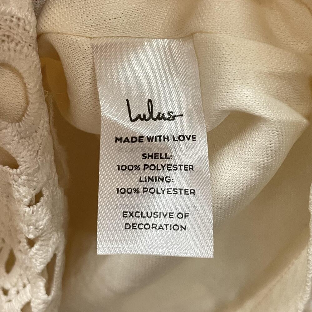 Lulus Dress Womens Extra Small Cream Long Sleeve Swiss Dot Lace Boho Mini Party - Picture 8 of 14